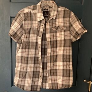 Prana Gray and White Plaid Button Down Shirt